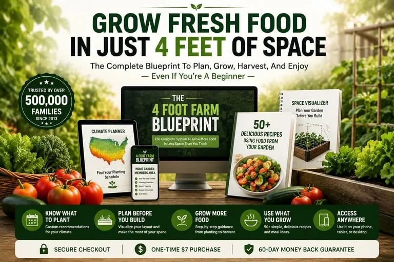 The 4 Foot Farm Blueprint complete system guide, climate planner app, visualizer and heirloom recipe collection